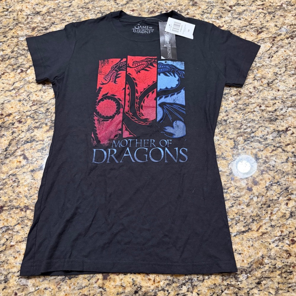Game of Thrones Mother of Dragons T-Shirt Black Graphic Tee HBO Official S ws